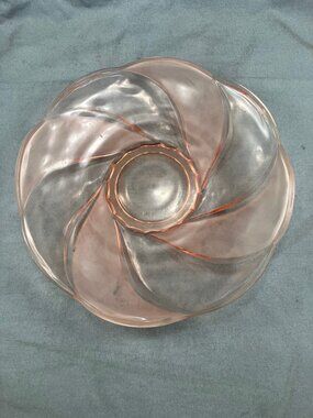 Vintage Rose Pink Swirl Depression Glass Plate 12"